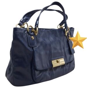 Coach Kristin Navy Blue Leather Hobo tote Shoulder Bag Handbag tote 16814